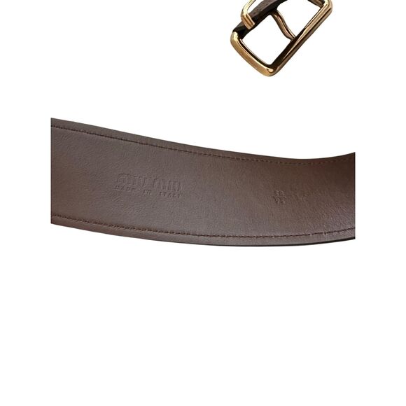 MIU MIU Leather Belt Brown Gold Hardware